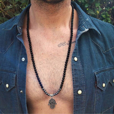 Natural Onyx with Hamsa Hand Mala